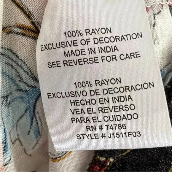 Patrons of Peace Floral Print Tunic Dress Size M Boho Long Sleeve Rayon - Picture 6 of 7